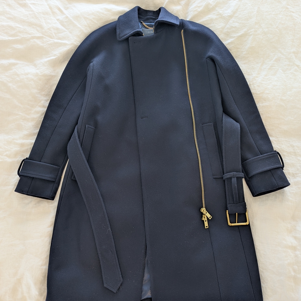 J. Crew Navy Melton Wool Coat Women's 0